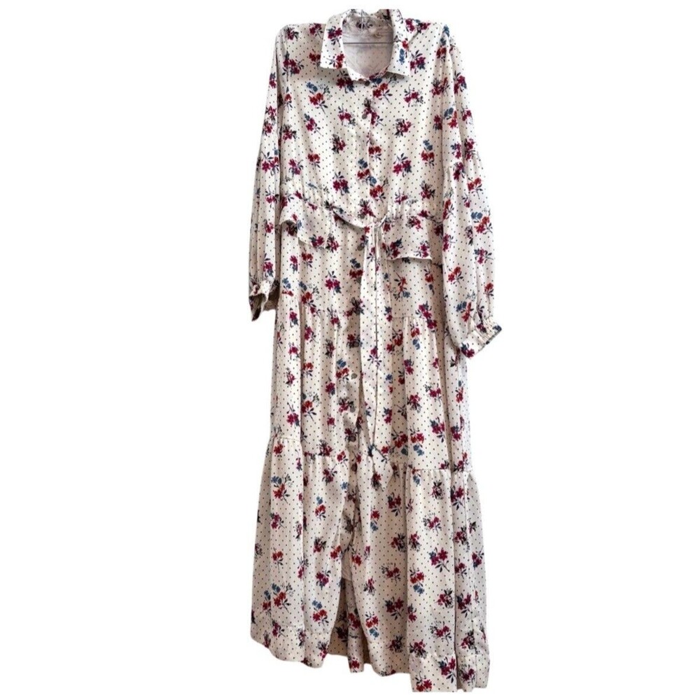 Orange Creek‎ Billowy Prairie Floral Maxi Dress Small Cottagecore Prairie Dainty